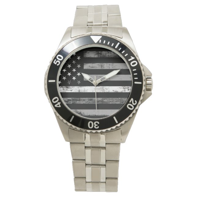 Mince ligne blanche Drapeau EMS Medic Montre Homme (devant)
