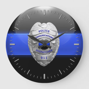 Mince Ligne Bleue Police 911 Grande horloge