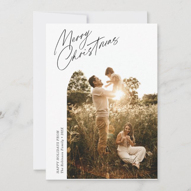 mince script noël arche photo carte de vacances (Devant)