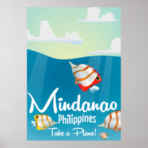 Mindanao, philippines affiche de voyage en cartoon