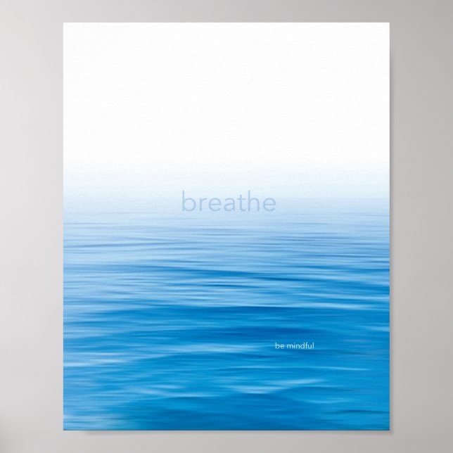 Mindfulness bleu et blanc eau minimaliste poster (Devant)