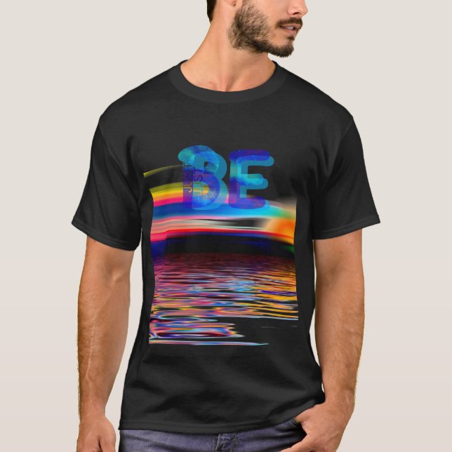 Mindfulness Tshirt JUSTE BE Neon Blue 3D CADEAUX (Devant)
