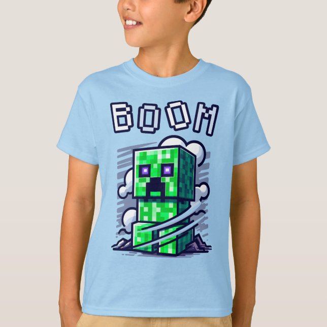 Minecraft Creeper, BOOM, Minecrafter, T-shirt Cool (Devant)
