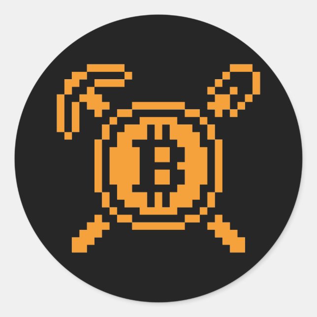 Mineur Bitcoin BTC 8-Bit | Autocollant (Devant)