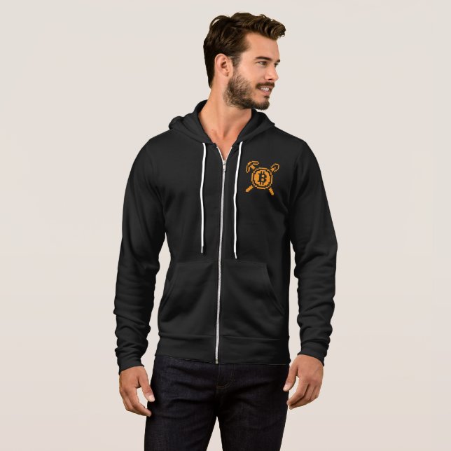 Mineur Bitcoin BTC 8-Bit | Sweat à capuche zip (Devant entier)