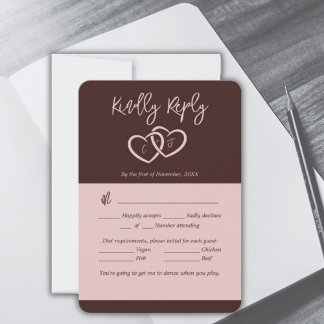 Mini 2 Coeurs Sienna Rouge Menu Choix Carte RSVP