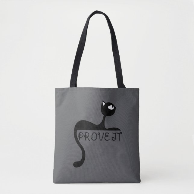 Mini agent de chaos Sac fourre-tout gris chat noir (Devant)