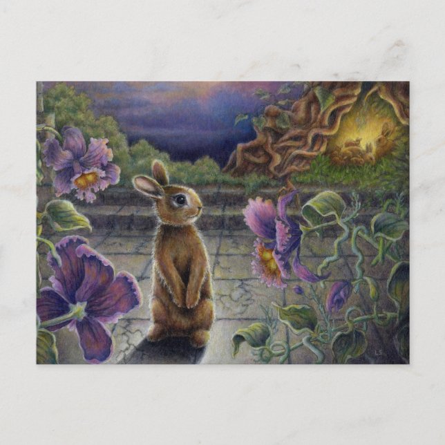 Mini Art Rabbit Dreams Imaginaire carte postale (Devant)