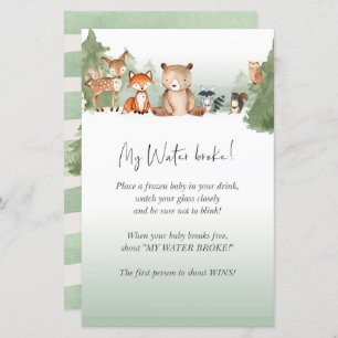 Mini Baby shower Woodland Signale Mon Eau Broke!