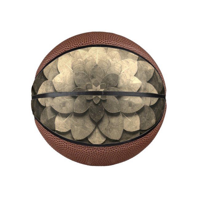 Mini Ballon De Basket Antique Golden Mandala Art Fleur texturée (Devant)