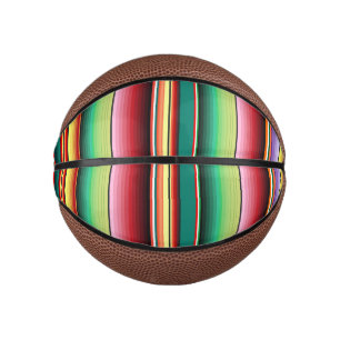 Mini Ballon De Basket Aztec Tribal Traditionnel Textile Coloré Linéaire