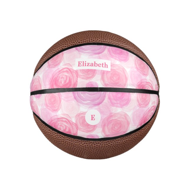 Mini Ballon De Basket Basket-ball Rose aquarelle (Devant)