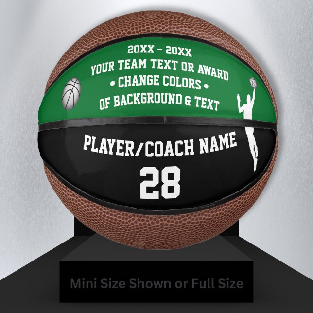 Mini Ballon De Basket Basket-ball vert et noir, PERSONNALISÉ pour lui, (Personalized Mini Basketballs. Green and Black Basketball. Senior Night Basketball Gifts, for Boys. )