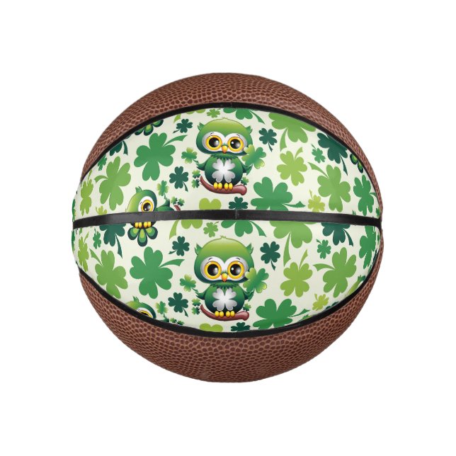 Mini Ballon De Basket Bébé Hibou Mignon St Patrick Dessin Animé (Devant)