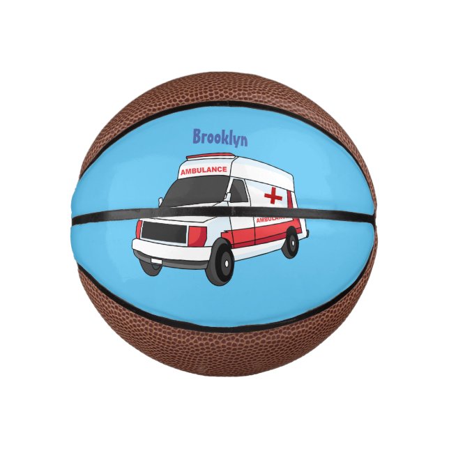 Mini Ballon De Basket Belle ambulance rouge caricature van (Devant)