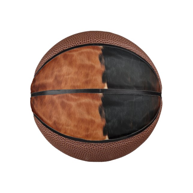 Mini Ballon De Basket Brown Noir Noir Faux Cowhide (Devant)