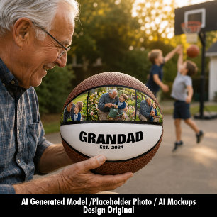 Mini Ballon De Basket Cadeau de souvenirs de photo de grand-père établi