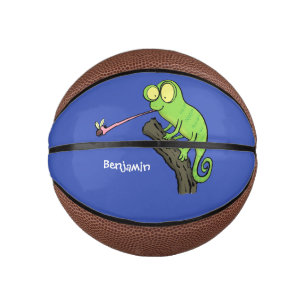 Mini Ballon De Basket Caricature de lézard de caméléon vert joyeux
