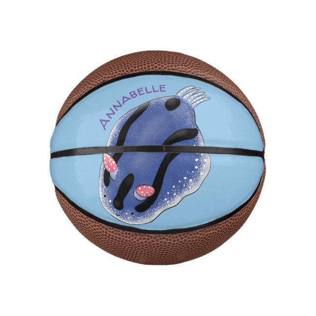 Mini Ballon De Basket Caricature de nudibranche bleu mignon (Devant)