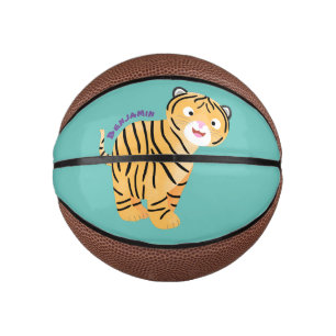 Mini Ballon De Basket Caricature de petit tigre joyeux