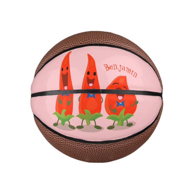 Mini Ballon De Basket Caricature de piments chantants mignons (Devant)