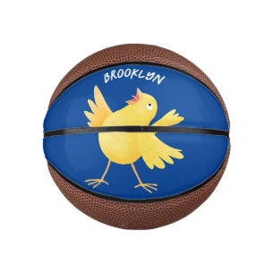 Mini Ballon De Basket Caricature d'oiseau canari jaune chantant mignon