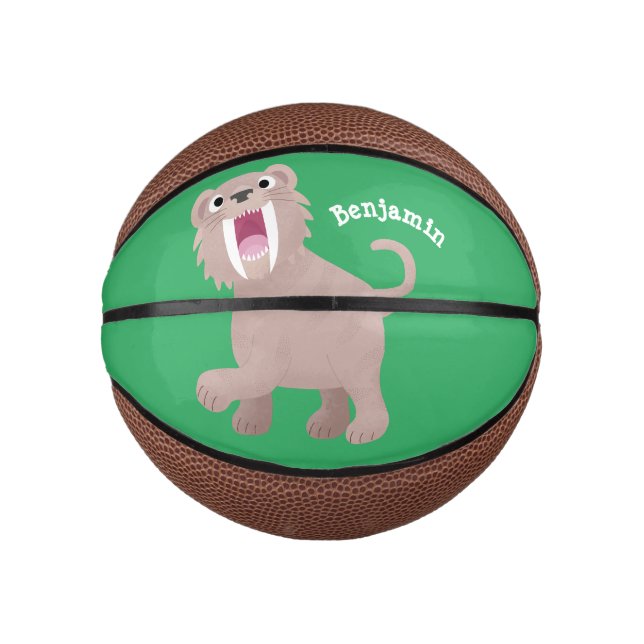 Mini Ballon De Basket Caricature du tigre mignon Saber Toothed Smilodon (Devant)