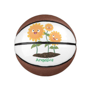 Mini Ballon De Basket Caricature joli tournesol souriant illustration