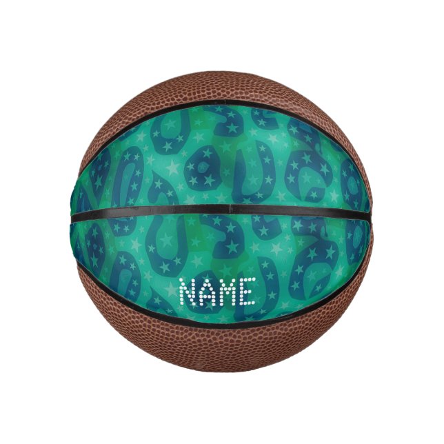 Mini Ballon De Basket Cheetah bleu turquoise brillant (Devant)