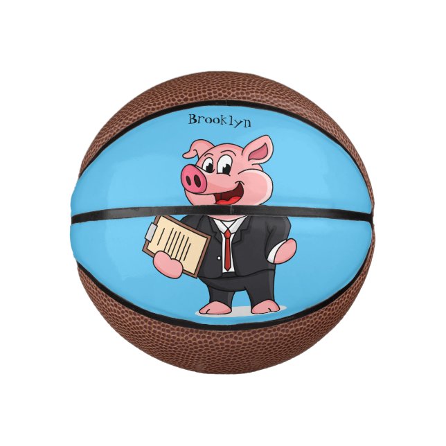 Mini Ballon De Basket Cochon amusant en costume d'affaires dessin animé (Devant)