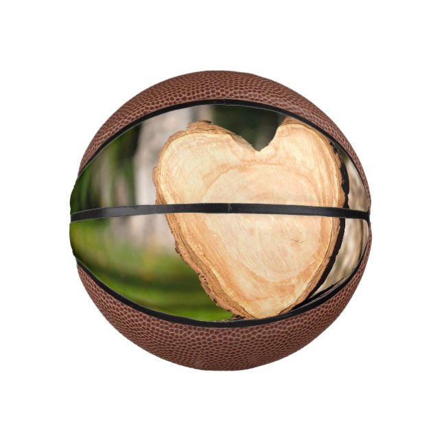 Mini Ballon De Basket coeur en bois (Devant)