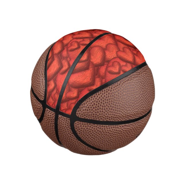 Mini Ballon De Basket Coeurs chatoyants rouge profond (Incliné)