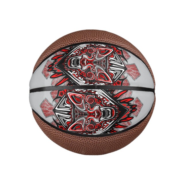 Mini Ballon De Basket Conception de totem tribal Haida Loup (Devant)
