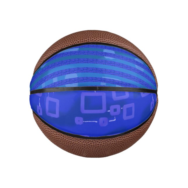 Mini Ballon De Basket Cool Blue White Geometric Stripes (Devant)