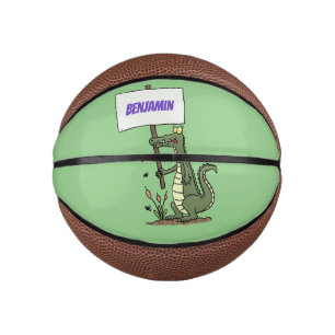 Mini Ballon De Basket Crocodile alligator drôle avec un panneau dessin a