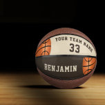 Mini Ballon De Basket Custom Basketball : nom, équipe et numéro<br><div class="desc">This custom and personalized basketball is a perfect venin for basketball players, teamames, coaches, your friends and family. Personalize it with your team name, number and your name. The design has two basket-ball on the left and the right side. A great keepsake to remember your favorite sport. To customize the...</div>