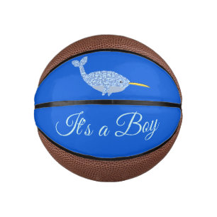 Mini Ballon De Basket Cute Blue Baby Boy Narwhal Genre Reveillez Personn