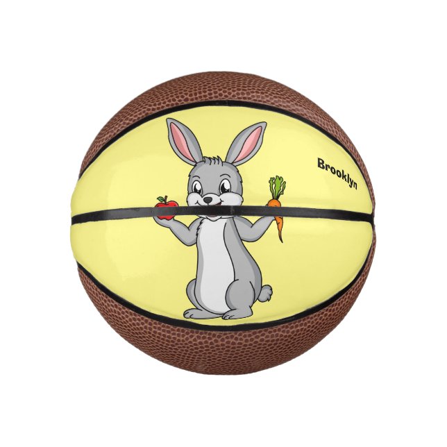 Mini Ballon De Basket Cute bunny rabbit with vegetables (Devant)