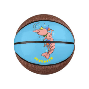 Mini Ballon De Basket Cute happy shrimp, dessin animé de crevettes