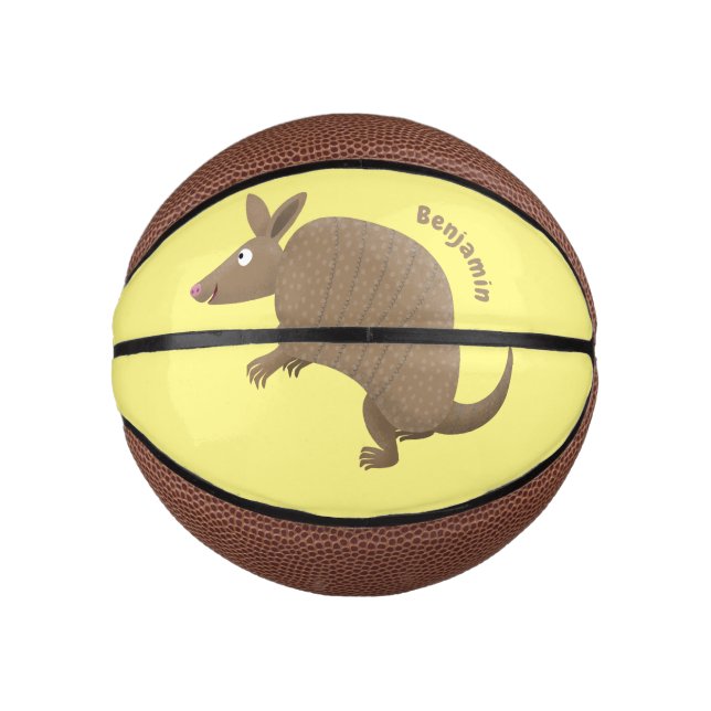 Mini Ballon De Basket Drôle armadillo joyeux dessin animé (Devant)