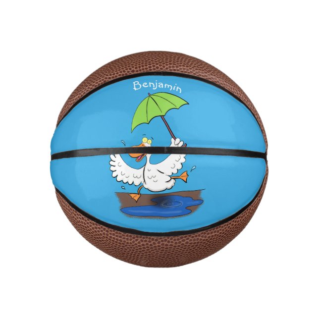 Mini Ballon De Basket Drôle canard avec parapluie dessin animé (Devant)