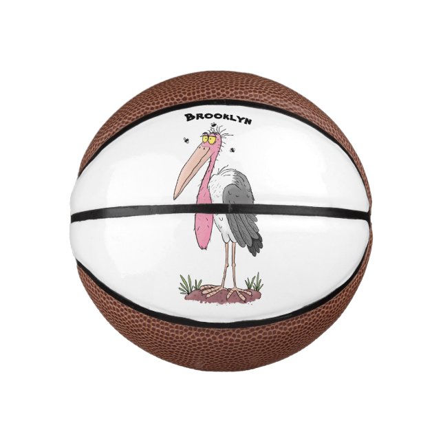 Mini Ballon De Basket Drôle dessin animé de cigogne en marabou (Devant)
