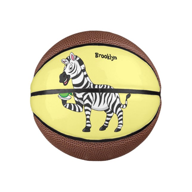 Mini Ballon De Basket Drôle dessin animé zèbre (Devant)