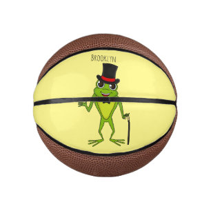 Mini Ballon De Basket Drôle grenouille avec chapeau dessus dessin animé