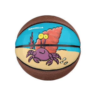 Mini Ballon De Basket Drôle mignon caricature pourpre crabe ermite