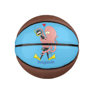 Mini Ballon De Basket Drôle pieuvre embrasse plongeur dessin animé humou