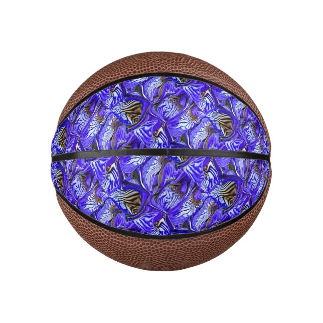 Mini Ballon De Basket Fleur Iris Violet / Esthétique / Carrelé / (Devant)