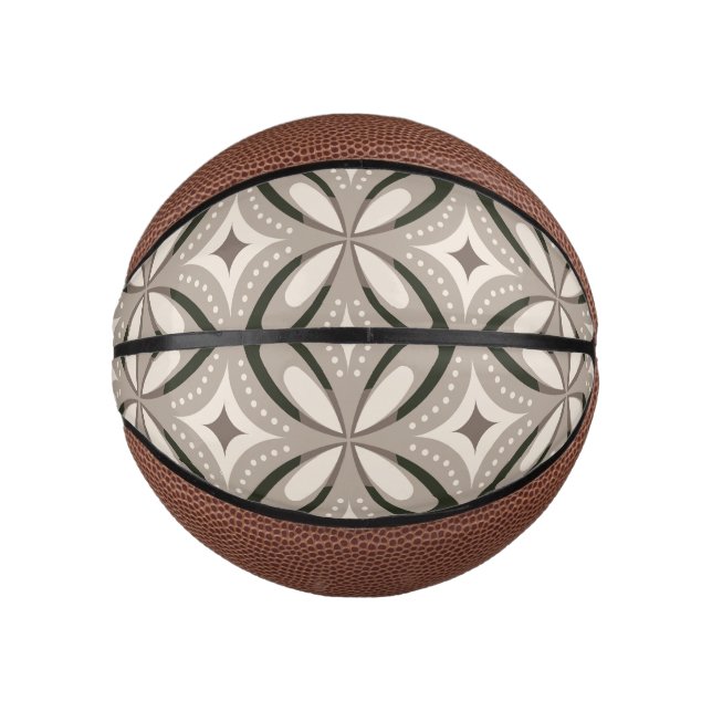 Mini Ballon De Basket Formes circulaires rétro beige et marron (Devant)