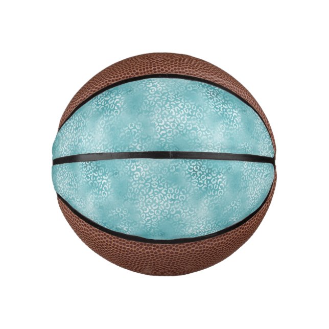 Mini Ballon De Basket Girly Glam Aqua Empreinte de léopard (Devant)