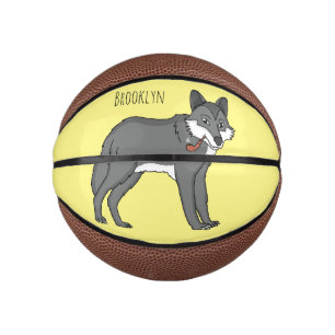Mini Ballon De Basket Gray wolf with pipe cartoon